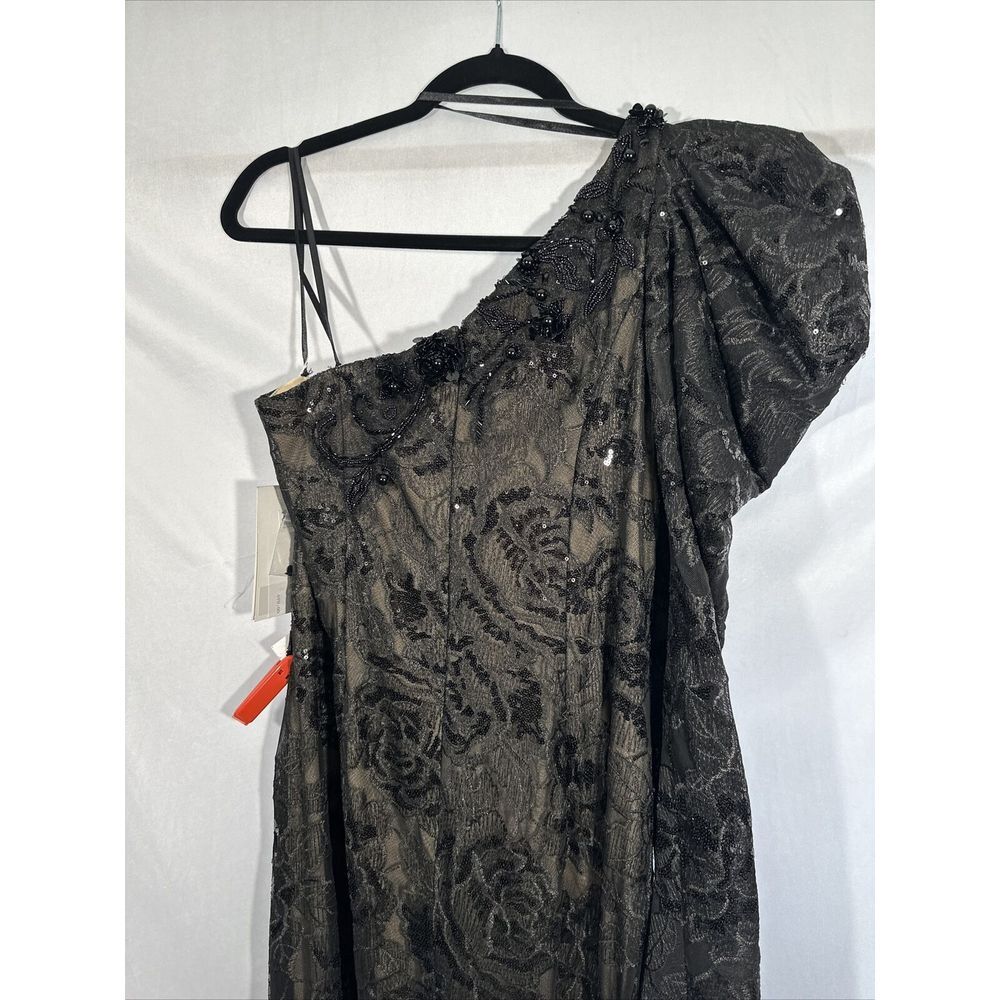NWT $698 Mac Duggal [ 10 ] Embellished One‎ Puff Sleeve Trumpet Gown Black G1646 - Picture 15 of 16